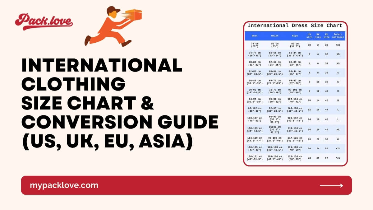 International Clothing Size Chart - US, UK, EU, Asia packlove International Clothing Size Chart - US, UK, EU, Asia packlove