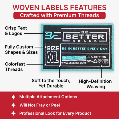 Woven Labels - Die Cut (Circle) - 6 Colors - Heat-press - S - 100