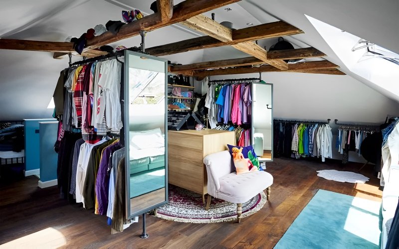Attic often offers ample space.