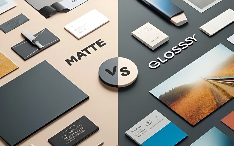 Matte finishes reduce glare, and gloss finishes can make the design more vibrant
