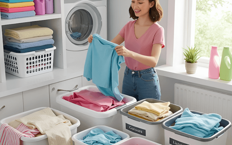 Sort by fabric weight and care needs, in addition to color and soil level, for optimal washing outcomes