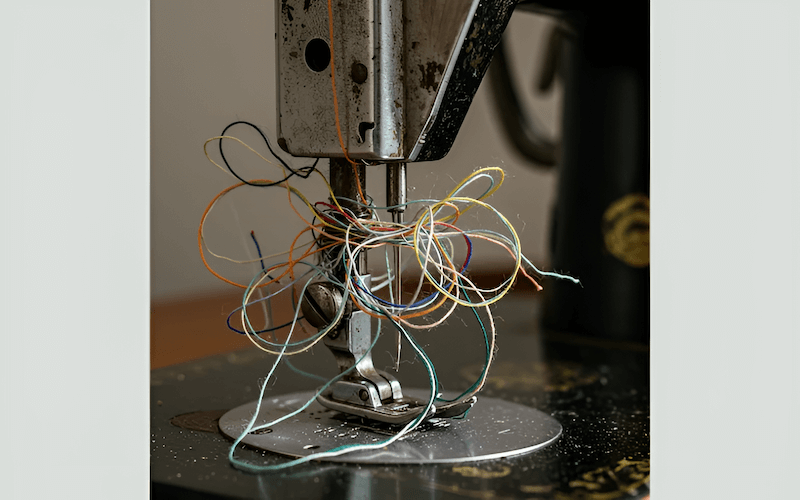 Thread inconsistently knots, loosens, or tangles