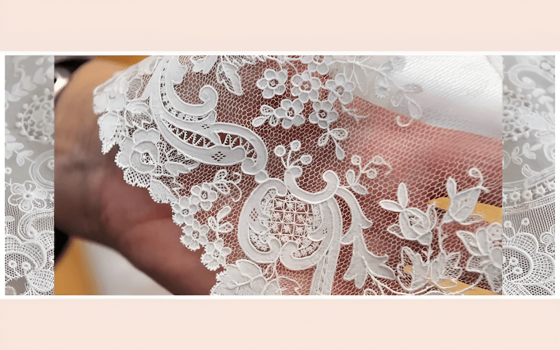 Alencon lace, another classic style, features raised floral motifs outlined with a cord, providing a textured and luxurious look