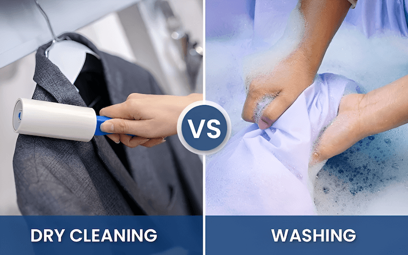 Care labels clearly distinguish between "Dry Clean Only" and "Hand Washable" silks