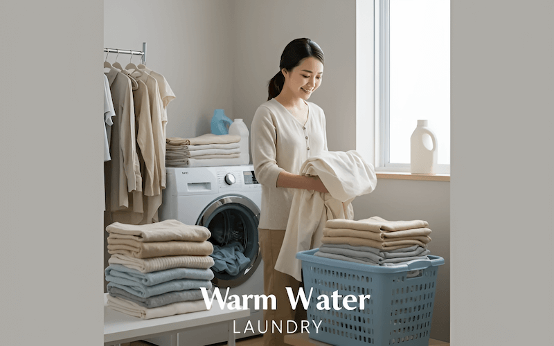 Warm water provides an effective balance between cleaning power and fabric care