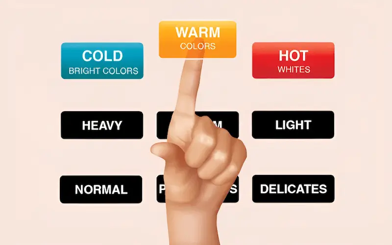 Warm water, with a temperature range of 90-110°F/32-43°C