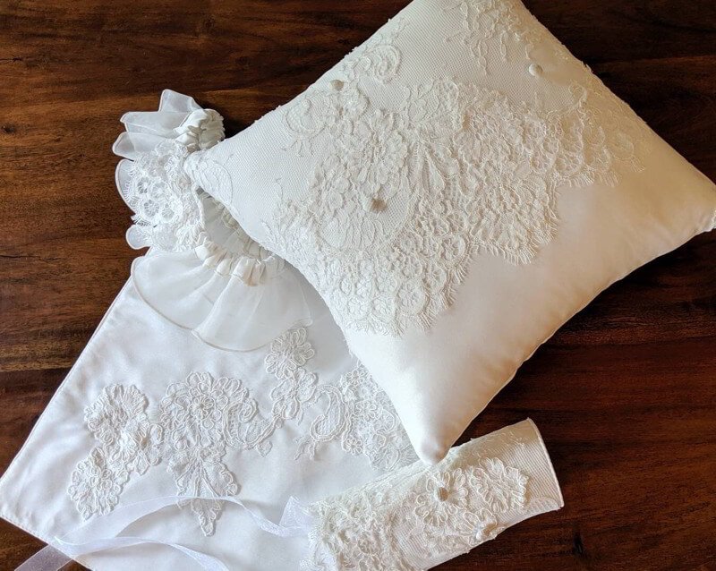 Transforming wedding dress into cushions: Upcycling sentimental clothes into home decor.