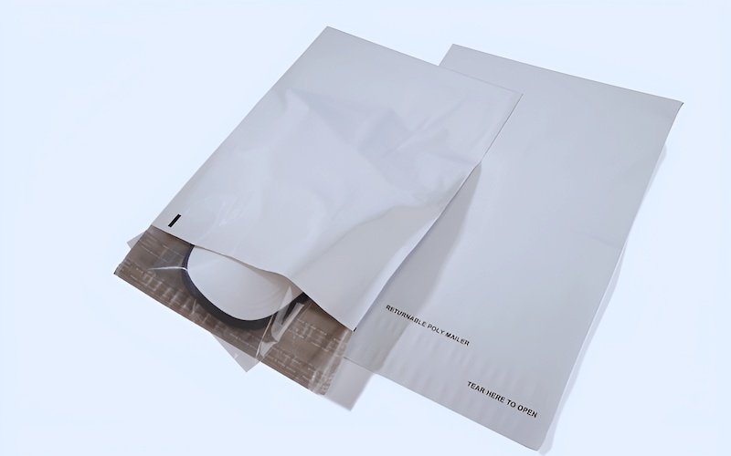 Pre-applied glue strip on the flap under a protective liner.