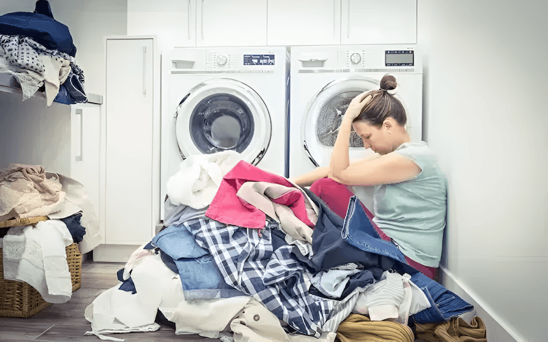 Overloading the dryer restricts airflow, leading to longer drying times, increased wrinkles, and uneven drying.