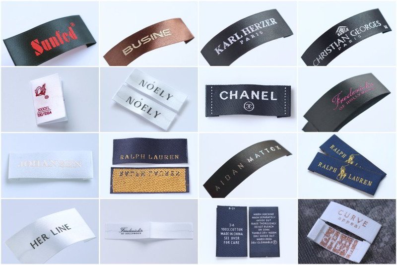 Luxury damask woven label reflecting high-end brand identity.