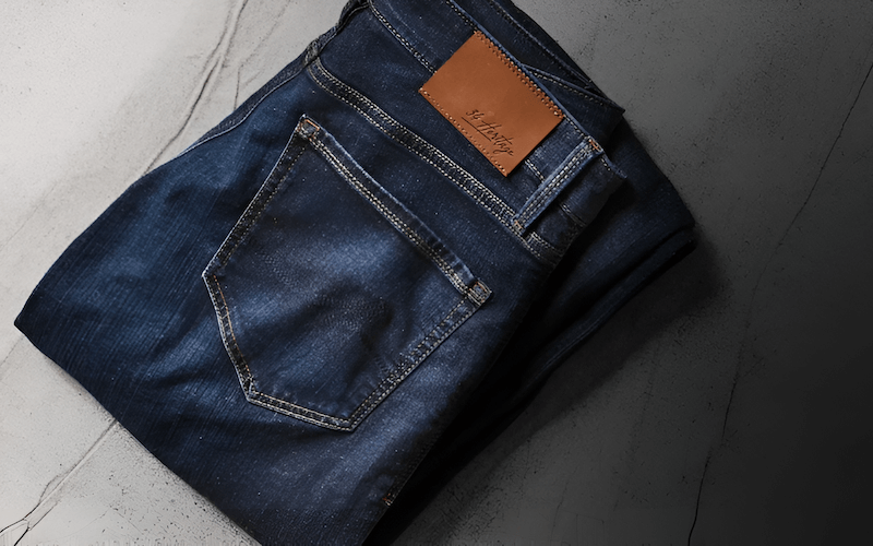 Dark wash denim has been washed, but only lightly, to soften the fabric while maintaining a rich, dark color