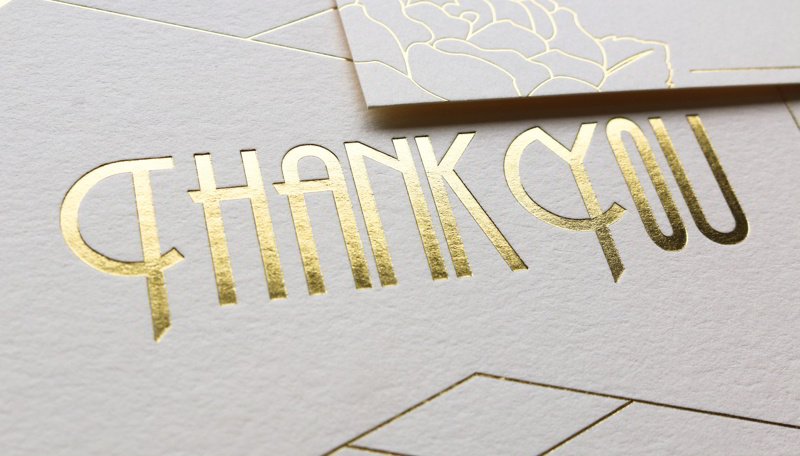 Foil stamping: Adding metallic shine with heat, pressure.