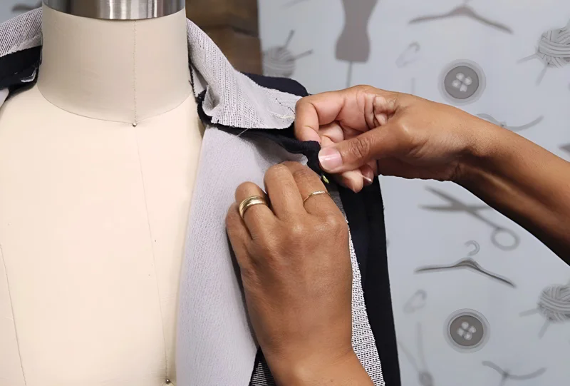 Interfacing: Hidden layer for garment support, structure.