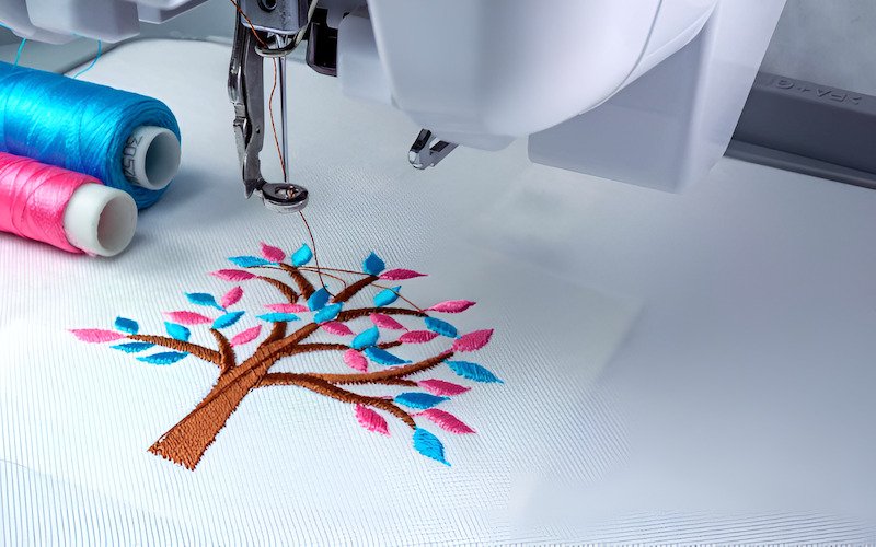 Machine embroidery uses special computerized machines