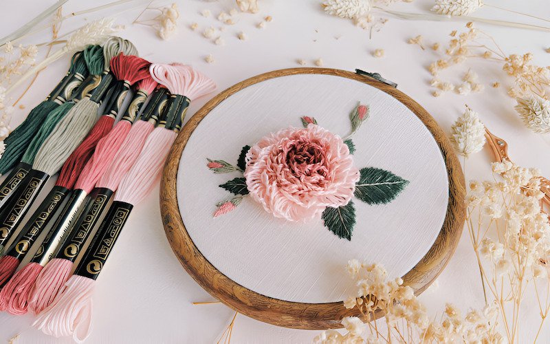 Hand embroidery is the traditional way