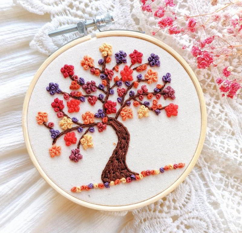French Knots add dimension and detail to embroidery.