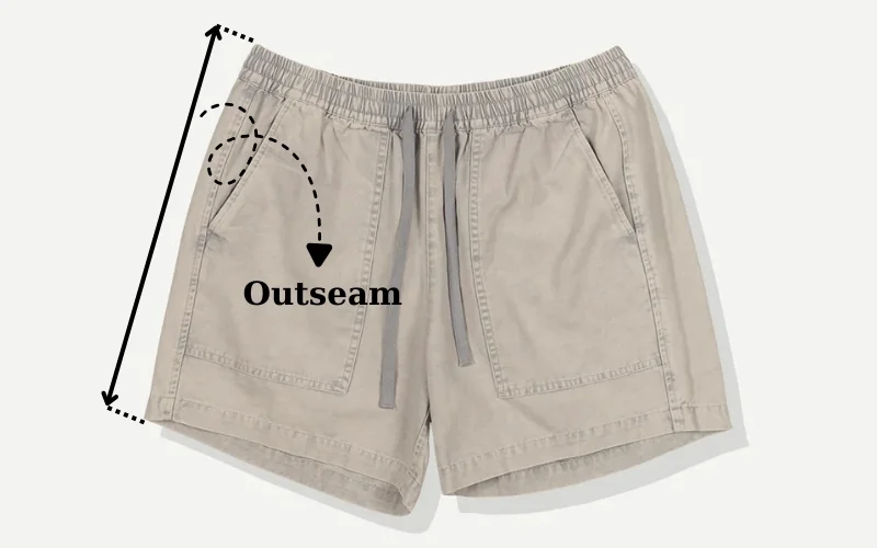 Outseam: Total side length from waistband top to hem.