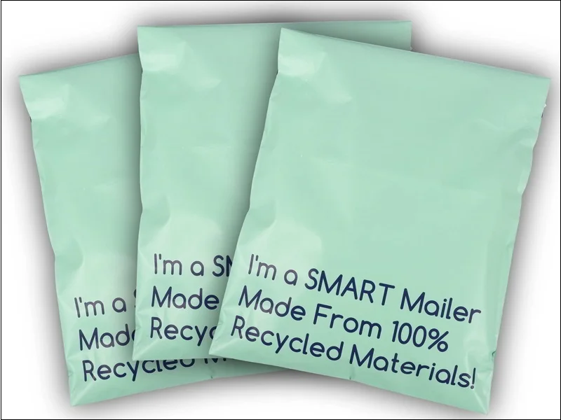 Example of a poly mailer made with recycled content.