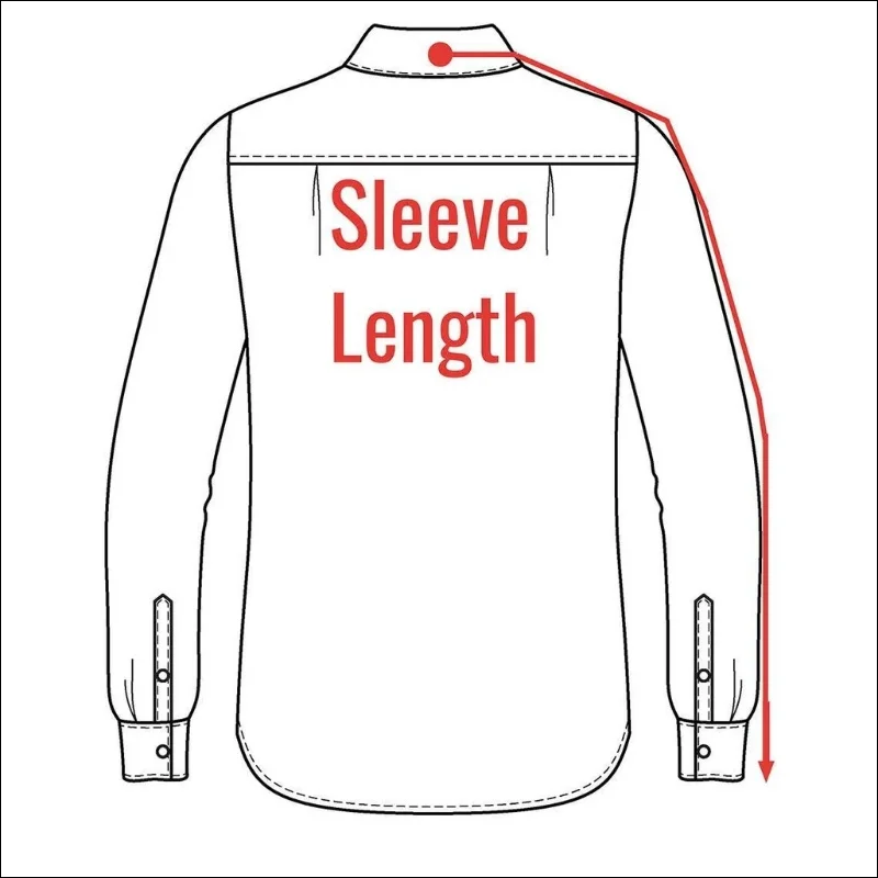 Standard sleeve length starts at Center Back Neck (CBN).