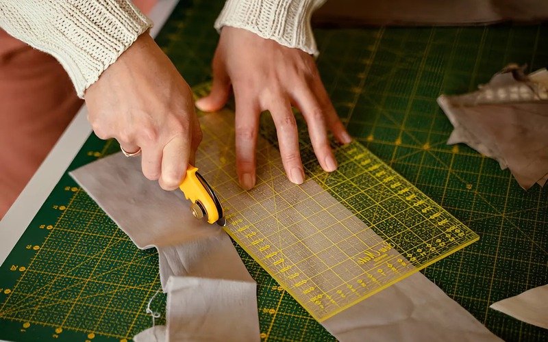 When you make a light cut on the mat with a sharp knife, the small cut seems to close up