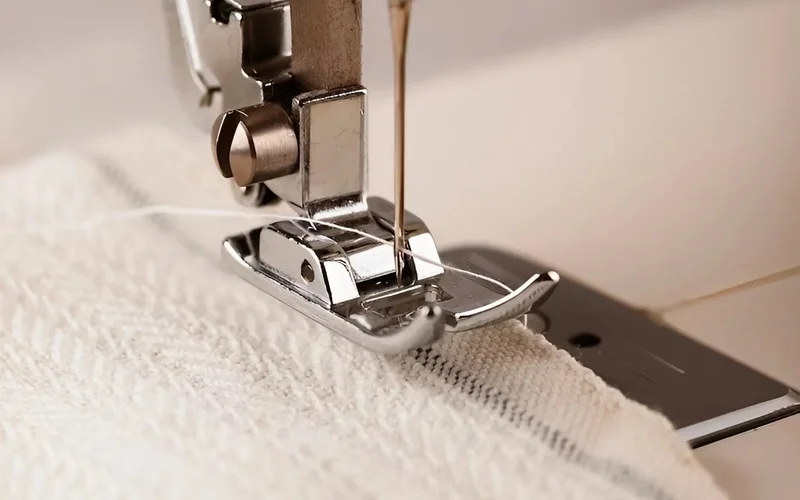 The presser foot holds the fabric from the top, while the feed dogs gently pull the fabric from underneath. This coordination ensures your stitch length is consistent and your fabric moves steadily
