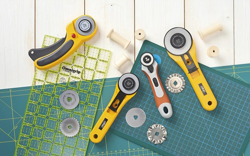 Besides the standard straight-cutting blades, you might also see 'specialty' or decorative edge rotary blades