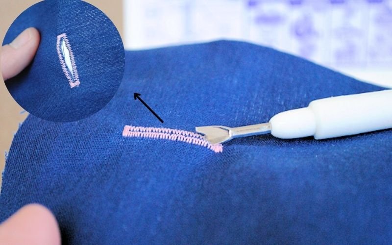 You use a seam ripper after your sewing machine has stitched the buttonhole