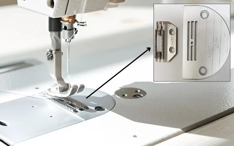This is the feed dog on a sewing machine. You can see its little metal teeth that help move the fabric