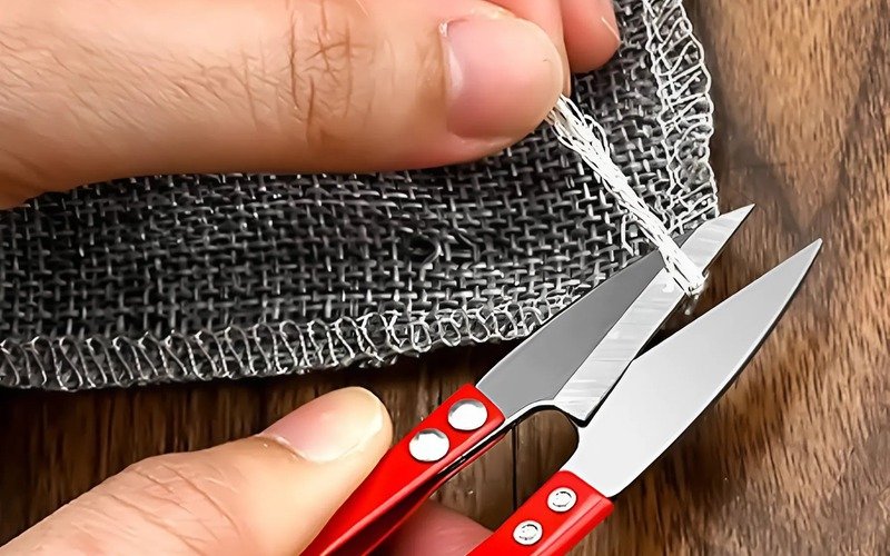 Using trimming scissors for threads might be okay, but thread snips are usually quicker and neater just for cutting threads