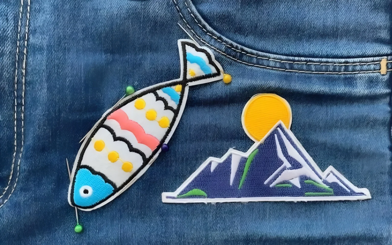Pinning the patch securely prevents it from shifting during the sewing process, ensuring a straight and even stitch line